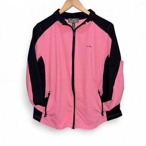 Lauren Ralph Lauren Jacket Womens 2X Pink Black Colorblock Full Zip VTG Active